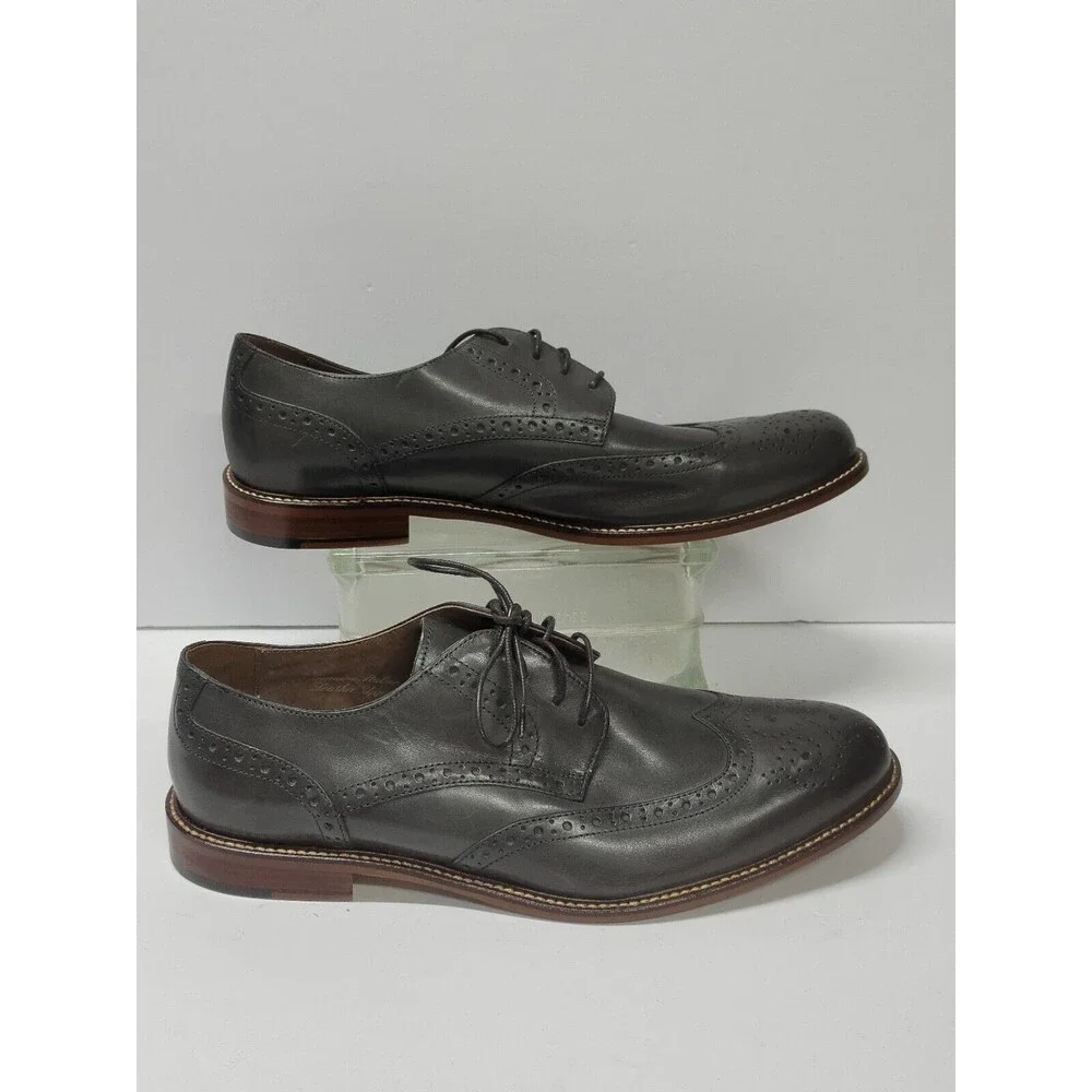 Joseph Abboud Gray  Leather Oxford Dress Shoes Adult Size 12 Mens